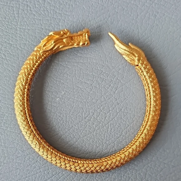 Brass Gold Plated Dragon And Phoenix Bracelets - Picture 4 of 4